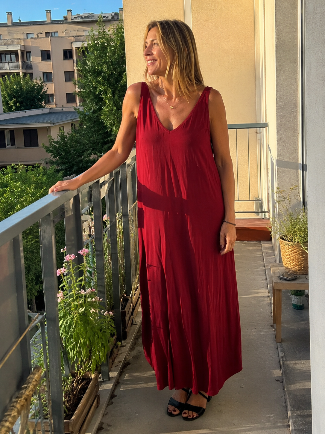Robe Longue Fluide Col V